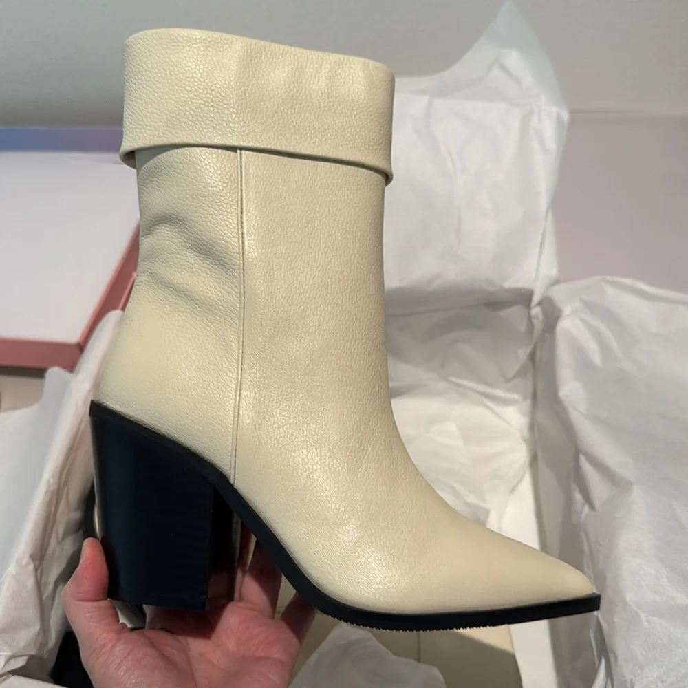 Nordstrom Lisa Vicky Mae-V Elegant Cream Ankle Boots - Picture 3 of 8
